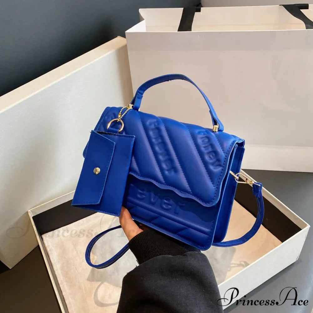 Padded Faux Leather Petite Crossbody Purse Blue handbag-250126