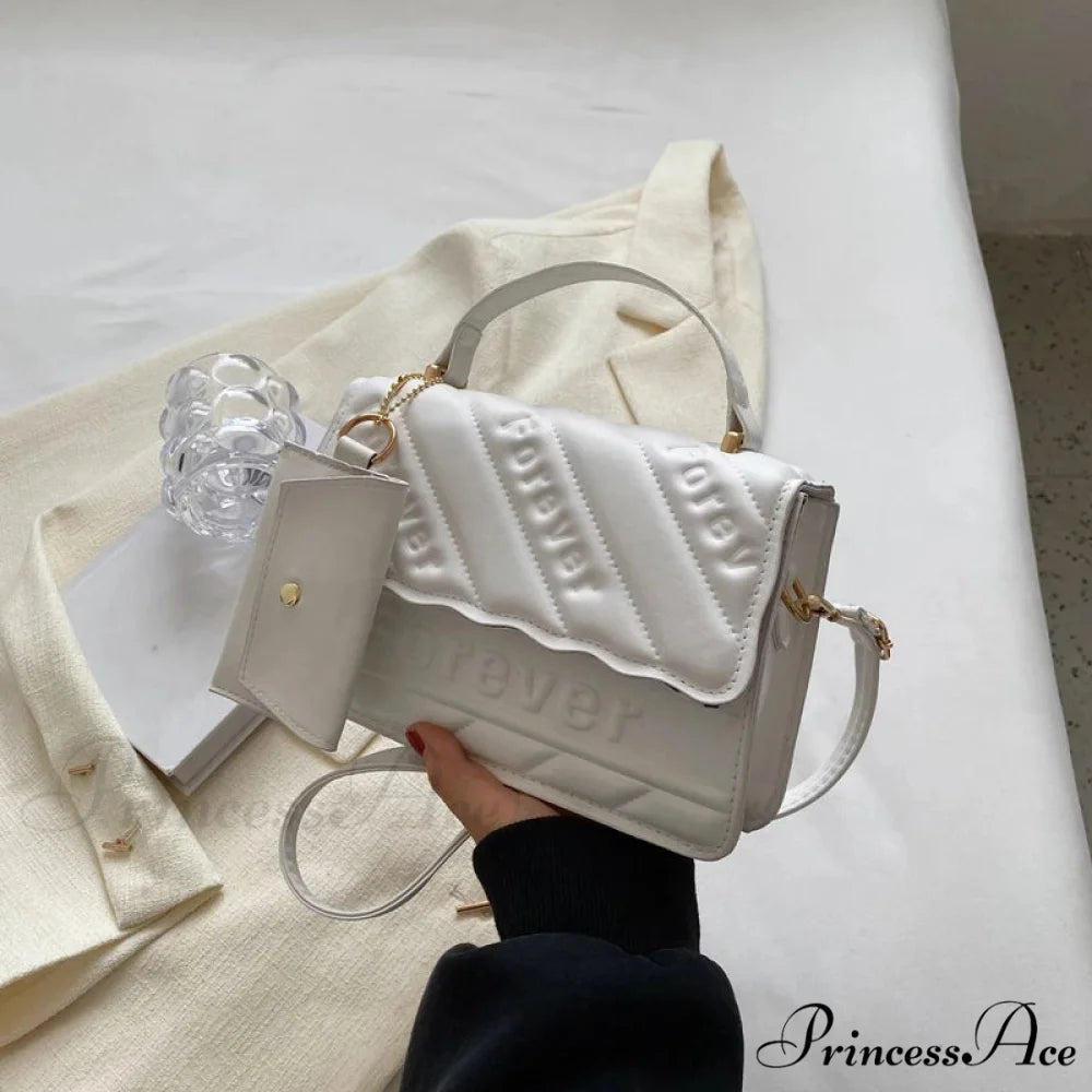 Padded Faux Leather Petite Crossbody Purse White handbag-250126