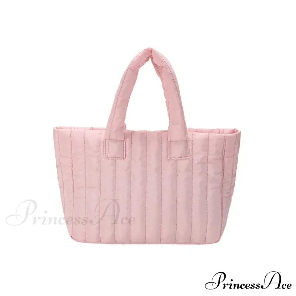 Padded Quilted Solid Color Traveler Handbag Pink handbag-250126