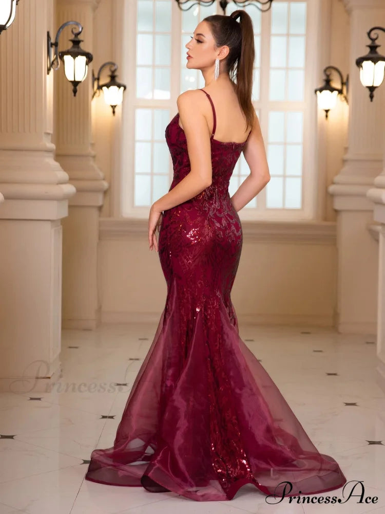 Padded V-Neck Sequin Party Dress