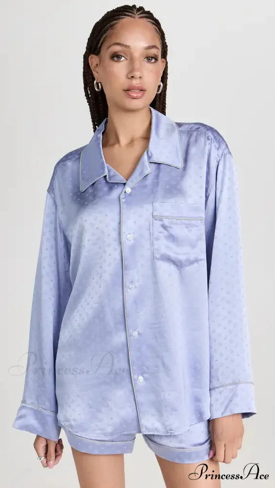 Pajama Boxer Shorts and Graceful Long Sleeve Shirt Set 16 Days / XS / Purple