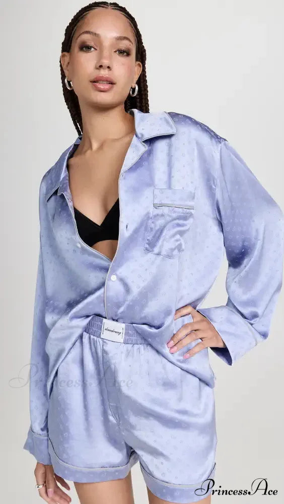 Pajama Boxer Shorts and Graceful Long Sleeve Shirt Set 30 Days / XS / Purple