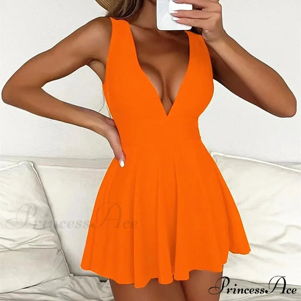 Pale Dark Profound V Single Piece Swimsuit Orange / S onepiece-250223