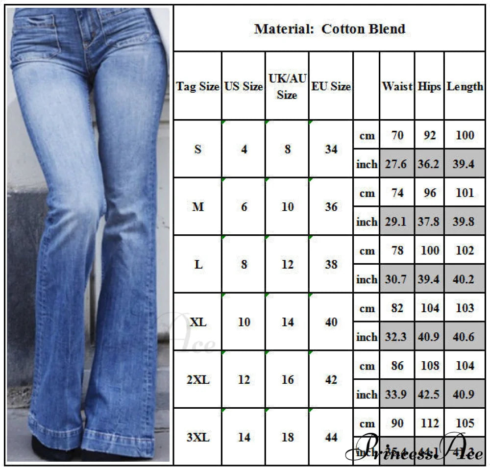 Pants Bottom Trousers Stretch Flared Jeans Bell Denim Women’s Fashion Low Rise