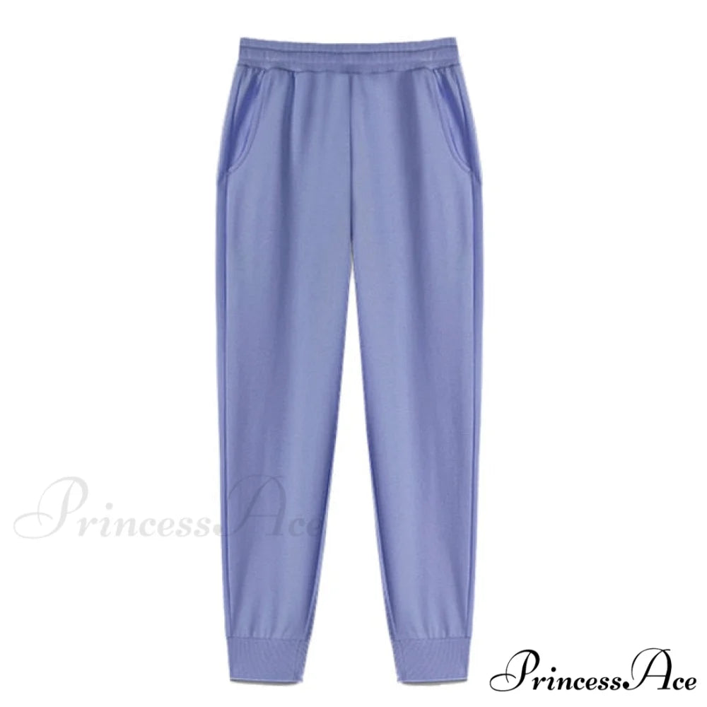 Pants Plus Fleece Casual Women Sweatshirt Couple Tracksuit Unisex Hoodies 2-Piece Size Pants 1-Blue / S