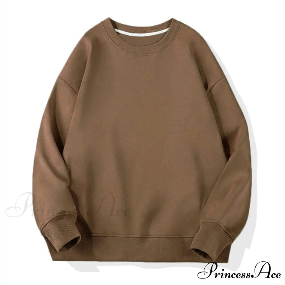 Pants Plus Fleece Casual Women Sweatshirt Couple Tracksuit Unisex Hoodies 2-Piece Size Sweatshirt 1-Brown / S