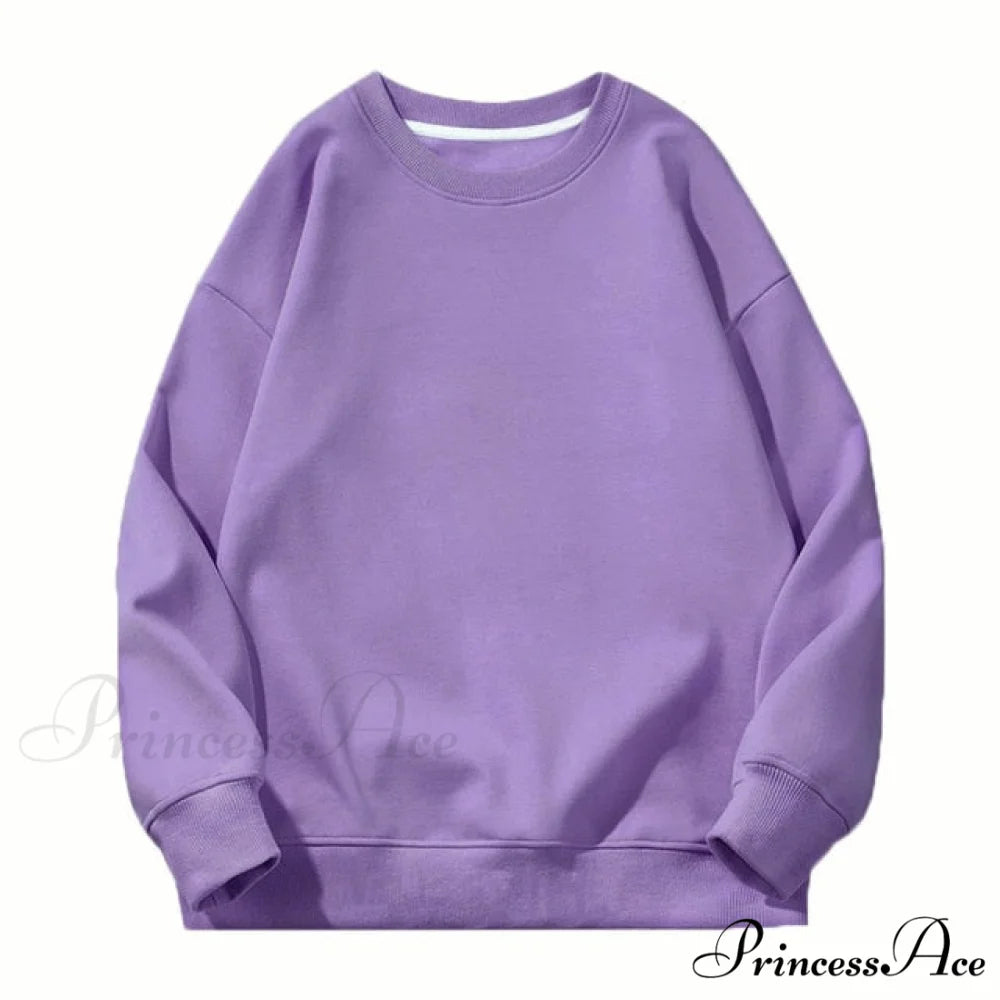 Pants Plus Fleece Casual Women Sweatshirt Couple Tracksuit Unisex Hoodies 2-Piece Size Sweatshirt 1-Purple / XL