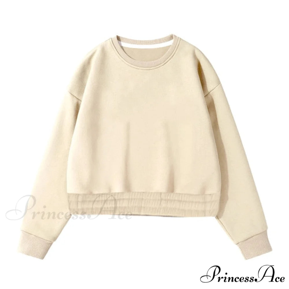 Pants Plus Fleece Casual Women Sweatshirt Couple Tracksuit Unisex Hoodies 2-Piece Size Sweatshirt 2-Beige / L