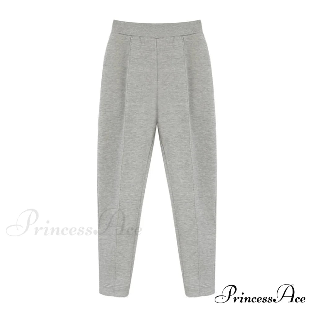 Pants Plus Fleece Casual Women Sweatshirt Couple Tracksuit Unisex Hoodies 2-Piece Size Pants 2-Gray / S