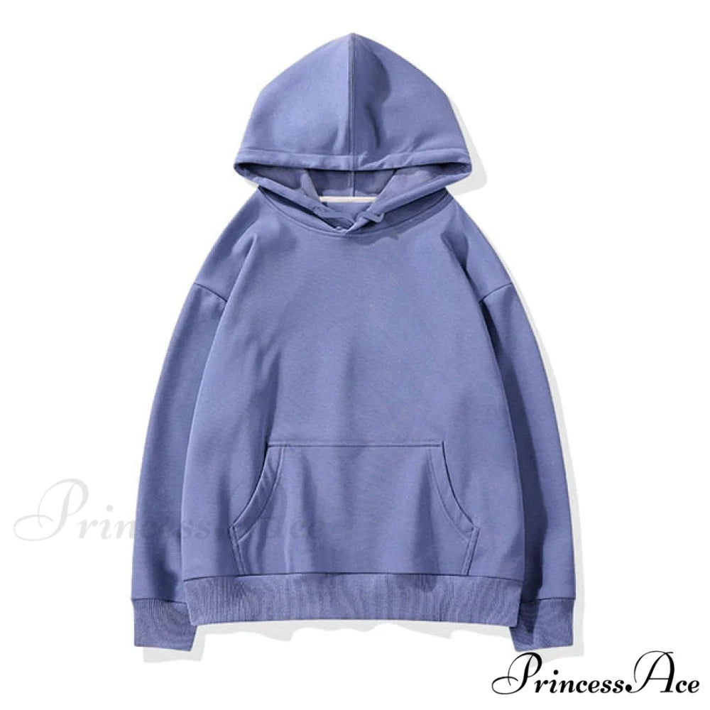 Pants Plus Fleece Casual Women Sweatshirt Couple Tracksuit Unisex Hoodies 2-Piece Size Hoodie-Blue / S