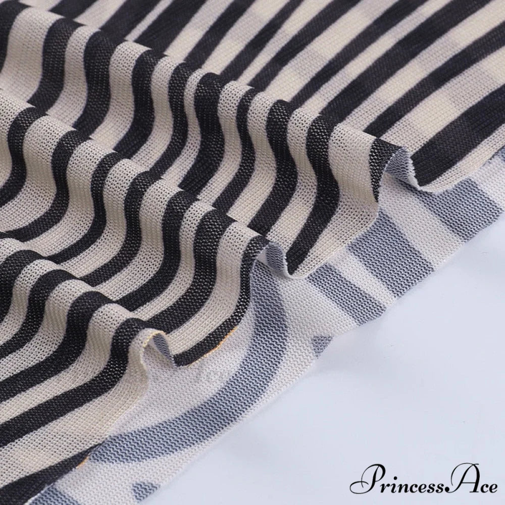 Pants Suit Sexy Costume Zebra Co-ord Striped Tracksuit for Mesh + Set 2 T-shirt Piece Long Autumn Women