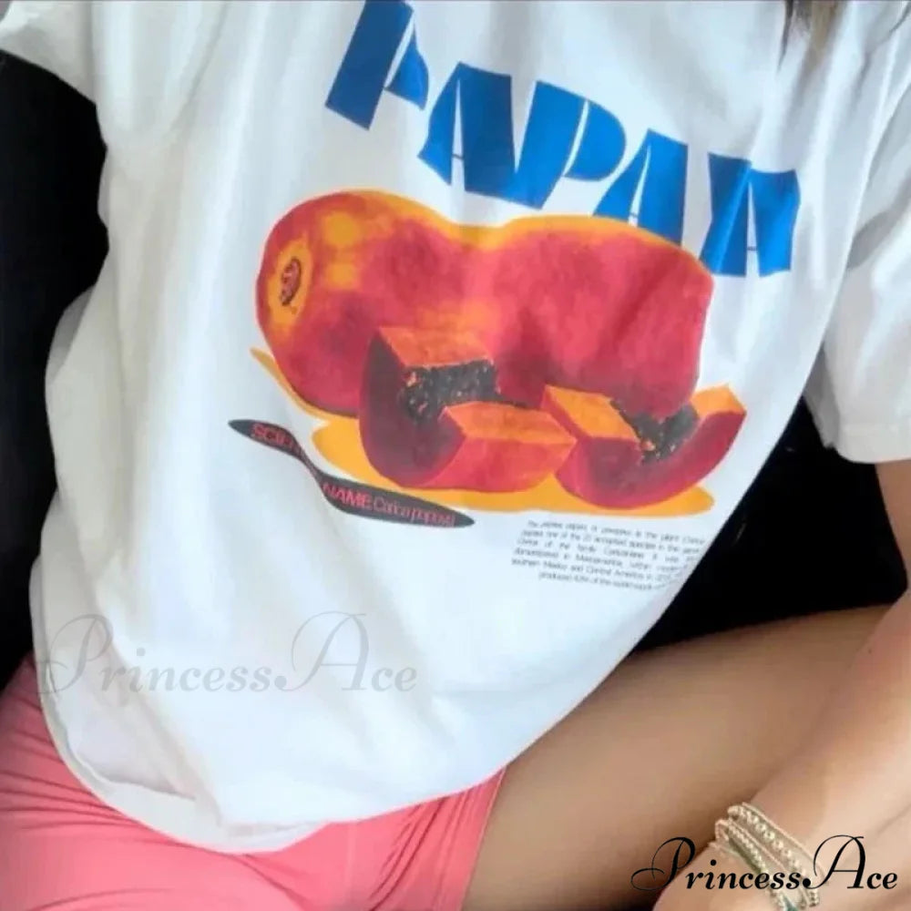 Papaya Printed Vintage T-shirt WHITE / S t-shirt-250223