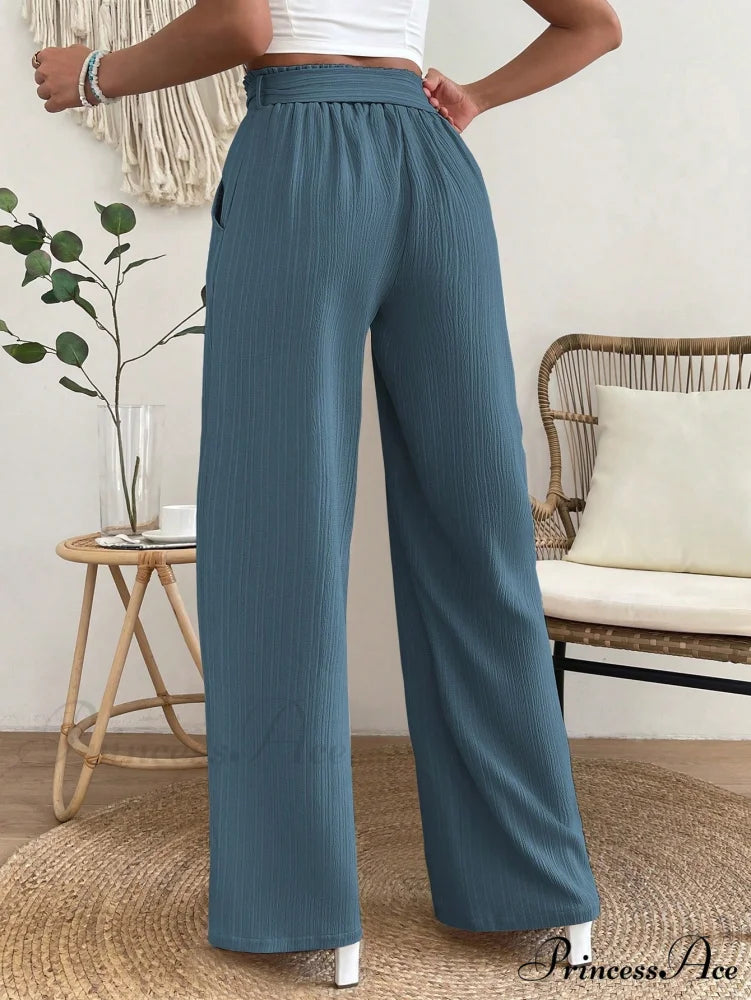 Paperbag Waist Belted Wide Leg Pants