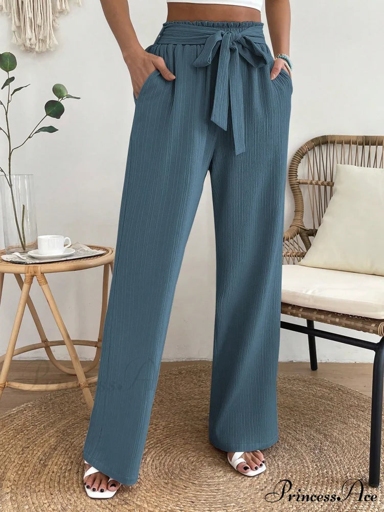 Paperbag Waist Belted Wide Leg Pants