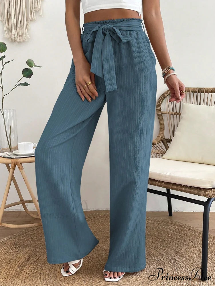 Paperbag Waist Belted Wide Leg Pants