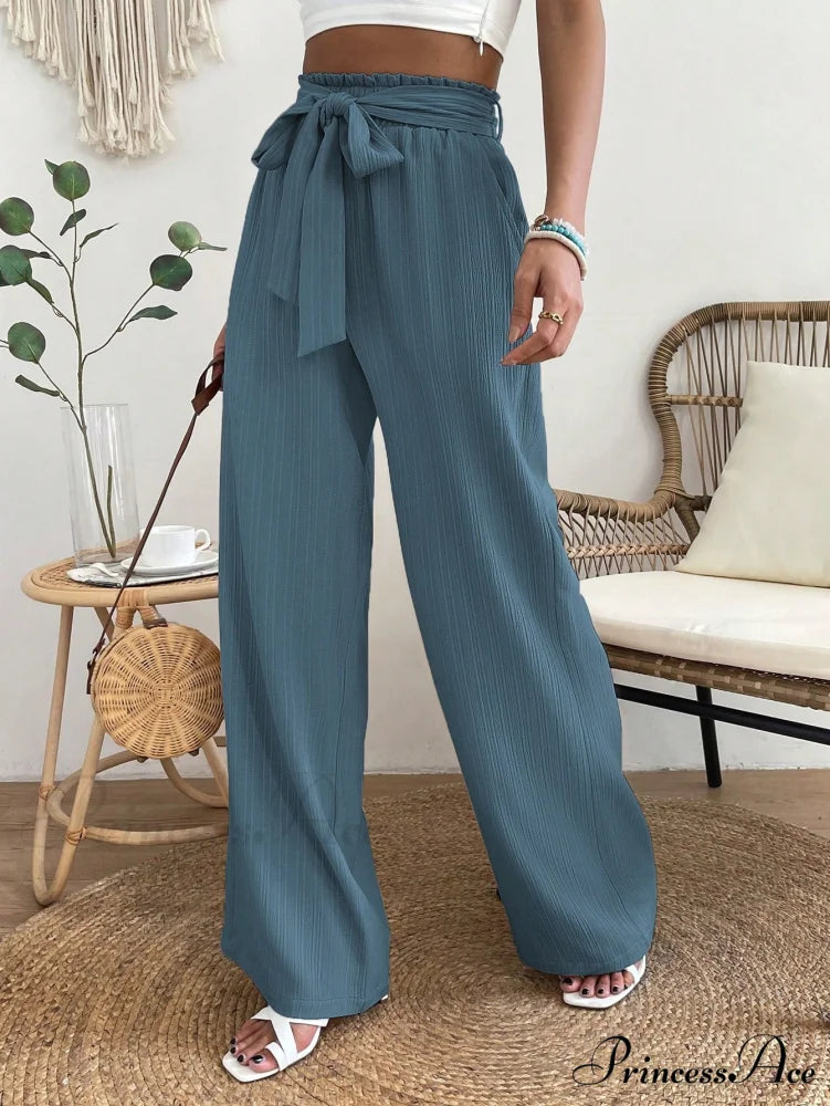 Paperbag Waist Belted Wide Leg Pants