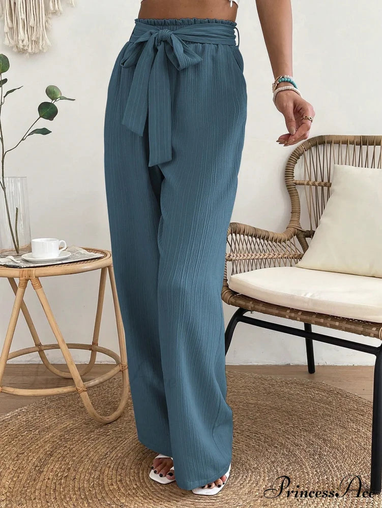 Paperbag Waist Belted Wide Leg Pants