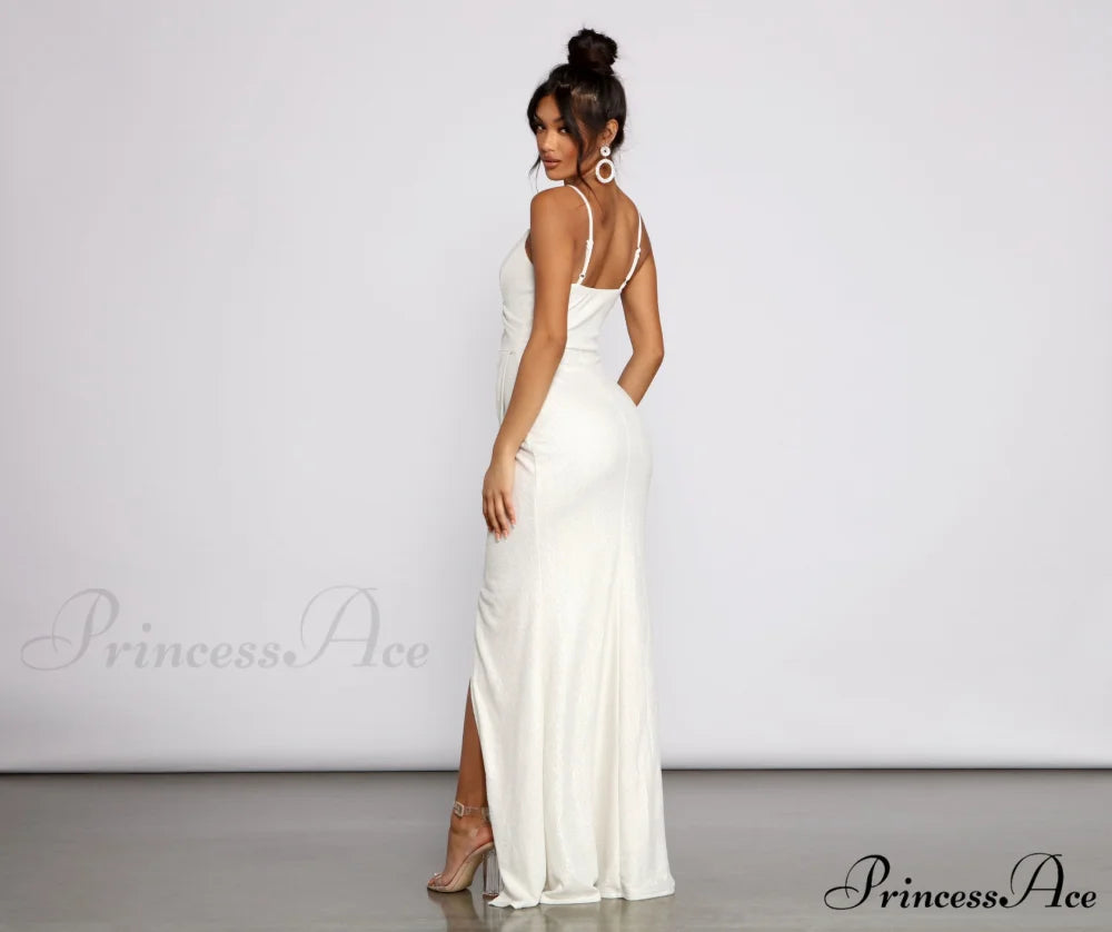 Parker Formal Stylish Metallic Wrap Dress