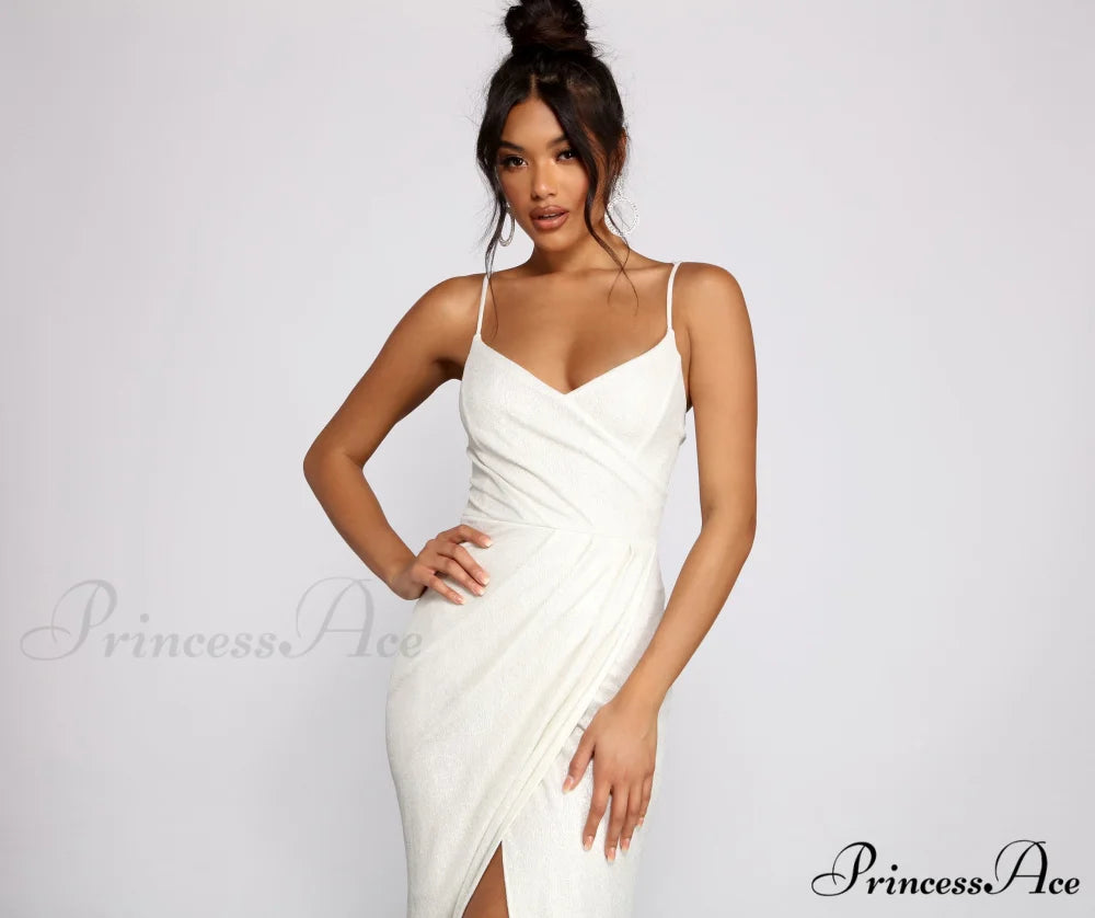 Parker Formal Stylish Metallic Wrap Dress