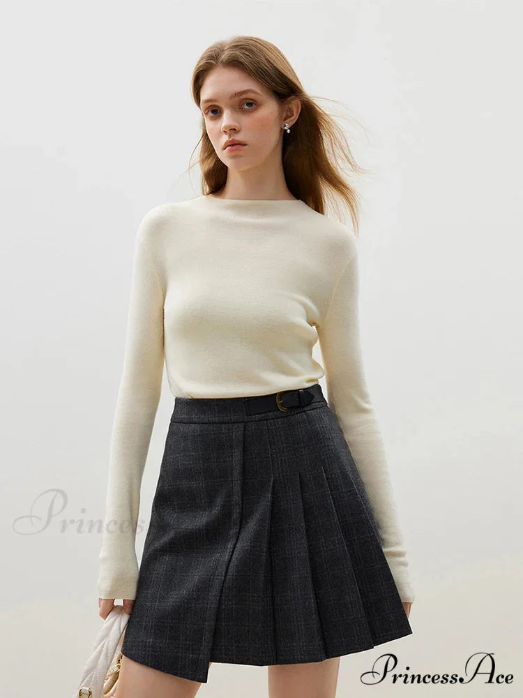 Partial High-necked Cozy Mild Pleasant Relaxed Jumper creamy-white / S swraters-241228