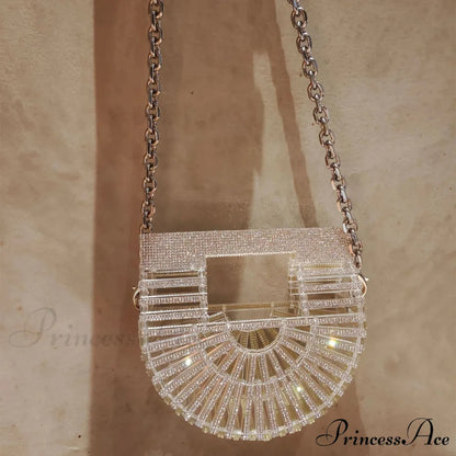 Partial Lunar Rhinestone Sparkle Basket Clutch Bag for Women clutchbag-250126