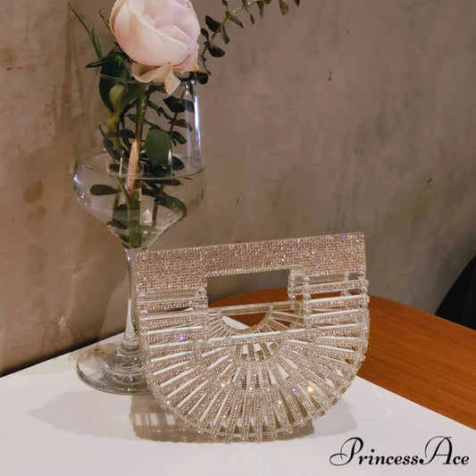 Partial Lunar Rhinestone Sparkle Basket Clutch Bag for Women clutchbag-250126