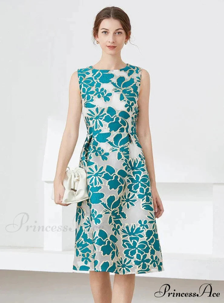 Party Blue Jacquard Dress