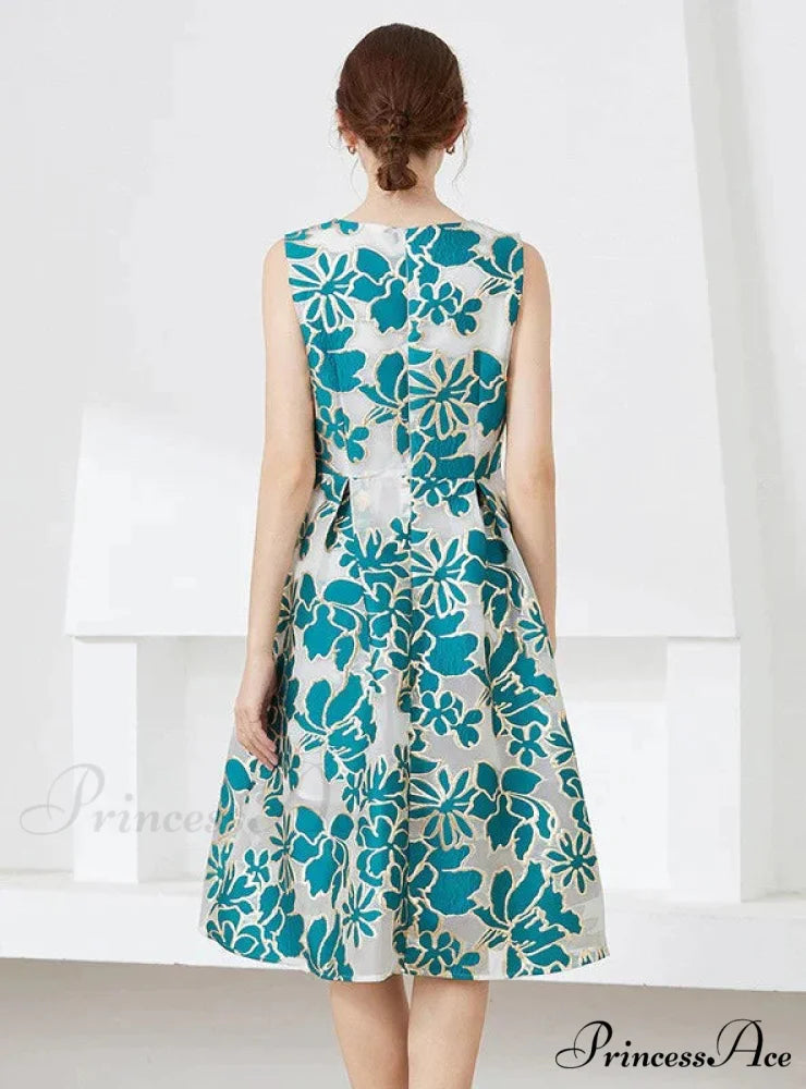Party Blue Jacquard Dress