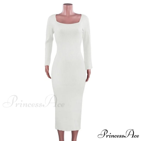 Party Bodycon Slim High Street Stretchy Dress White / S