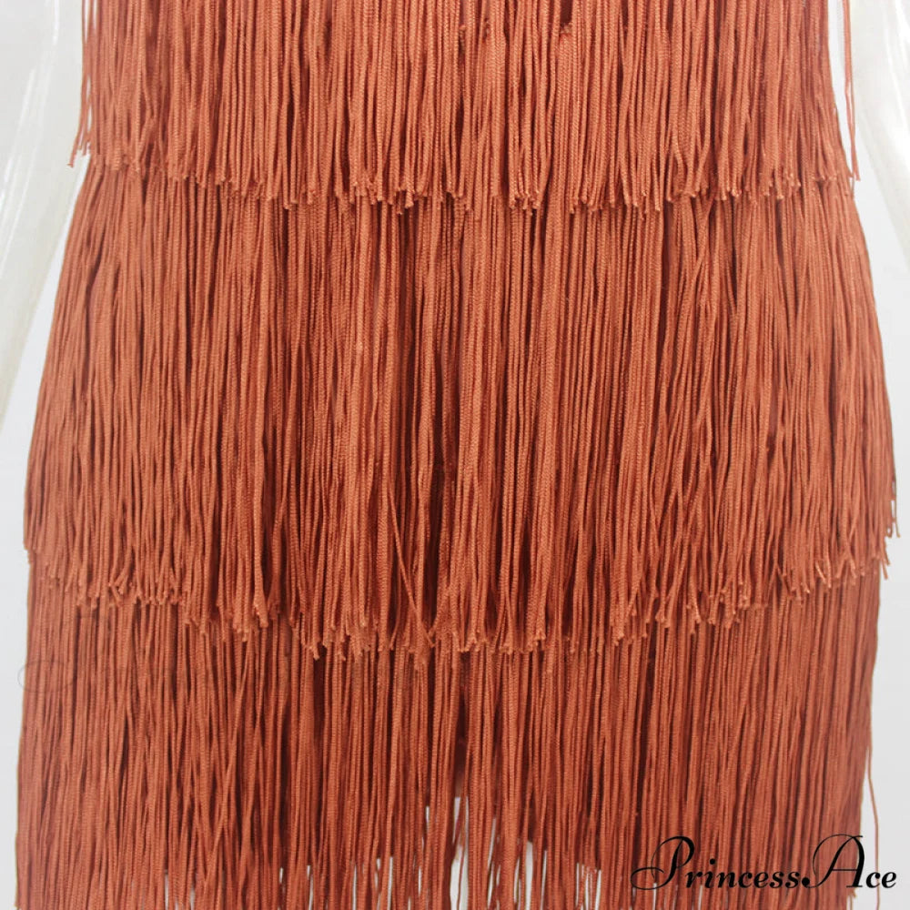 Party Fringe Bandage Halter Warm-Season Club Bodycon Tassel Gown Mini Casual 2024 Gown Backless Vestidos