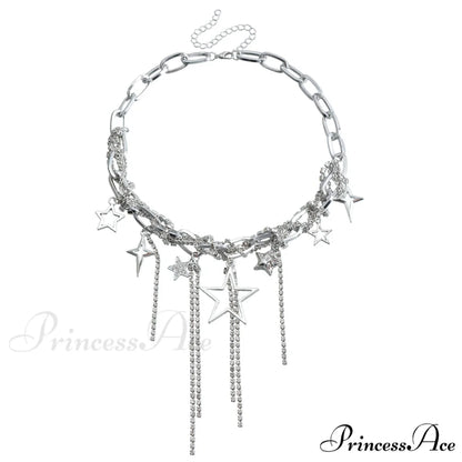 Party Lady Custom Sparkling Diamond Necklace STEEL
