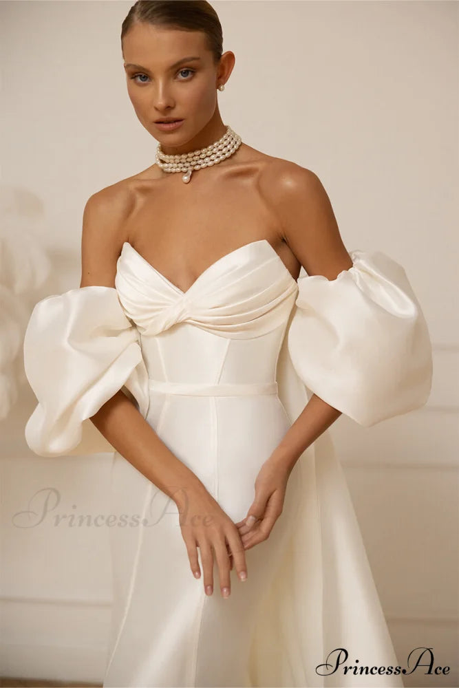 Passionate Love Strapless Trendy Satin Wedding Gown