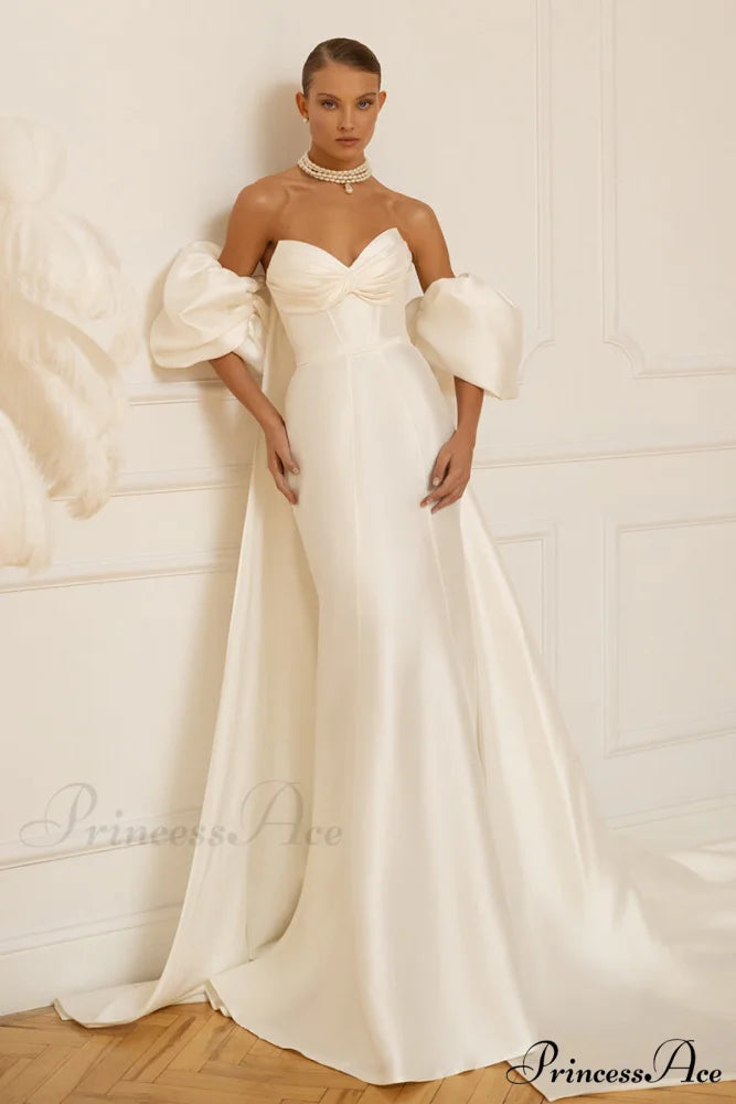 Passionate Love Strapless Trendy Satin Wedding Gown