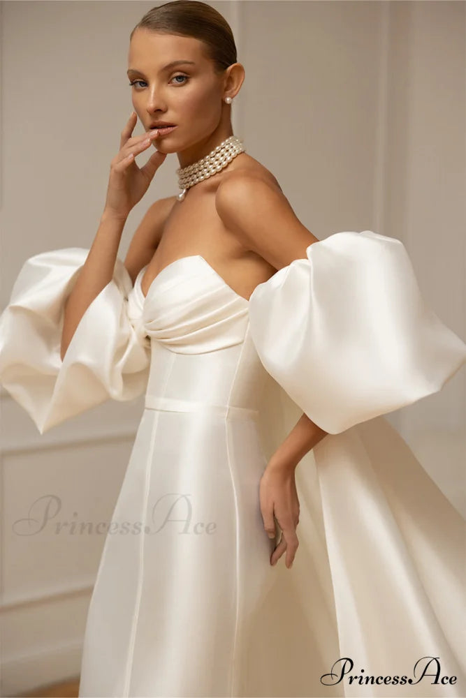 Passionate Love Strapless Trendy Satin Wedding Gown