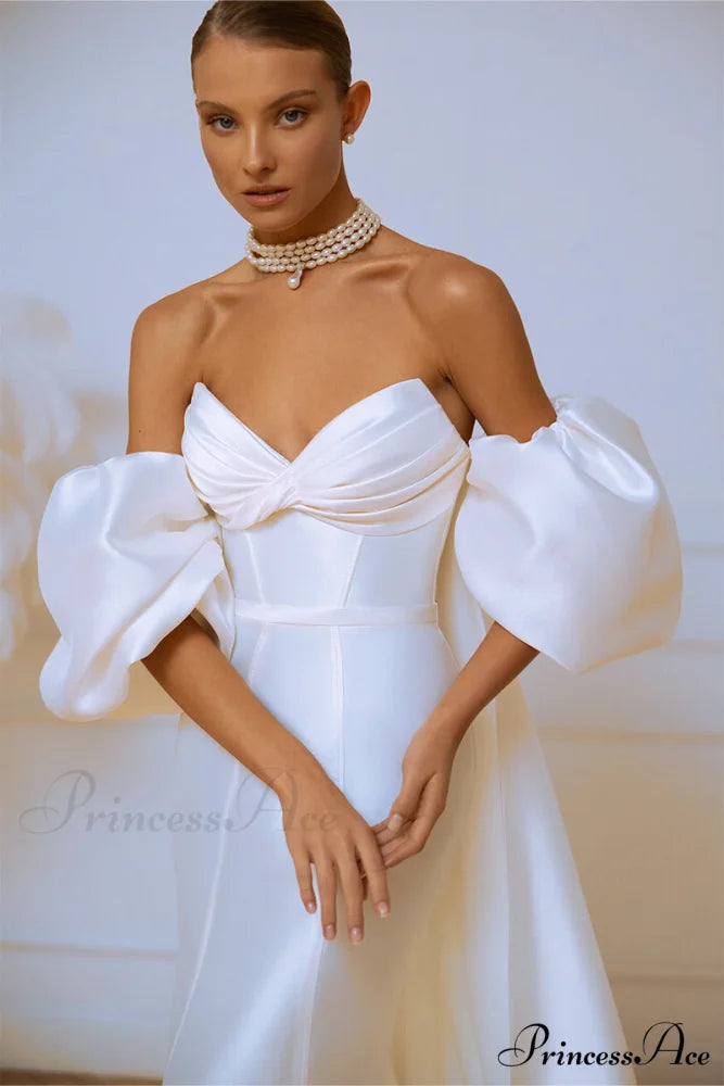 Passionate Love Strapless Trendy Satin Wedding Gown