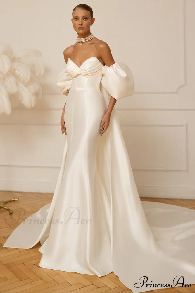 Passionate Love Strapless Trendy Satin Wedding Gown