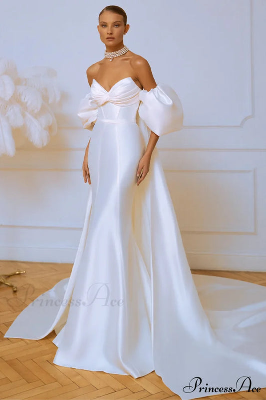 Passionate Love Strapless Trendy Satin Wedding Gown