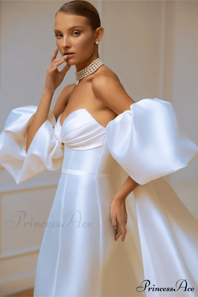 Passionate Love Strapless Trendy Satin Wedding Gown