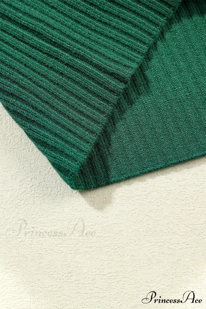 Patch Ribbed Knit Pocket Arm Black Brief Green Sweater