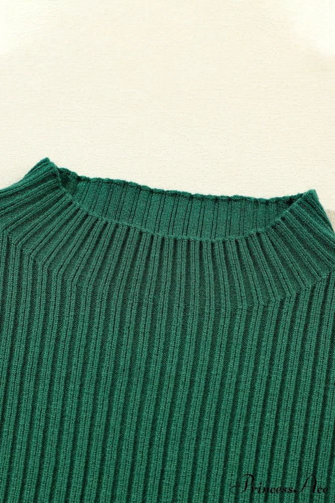 Patch Ribbed Knit Pocket Arm Black Brief Green Sweater