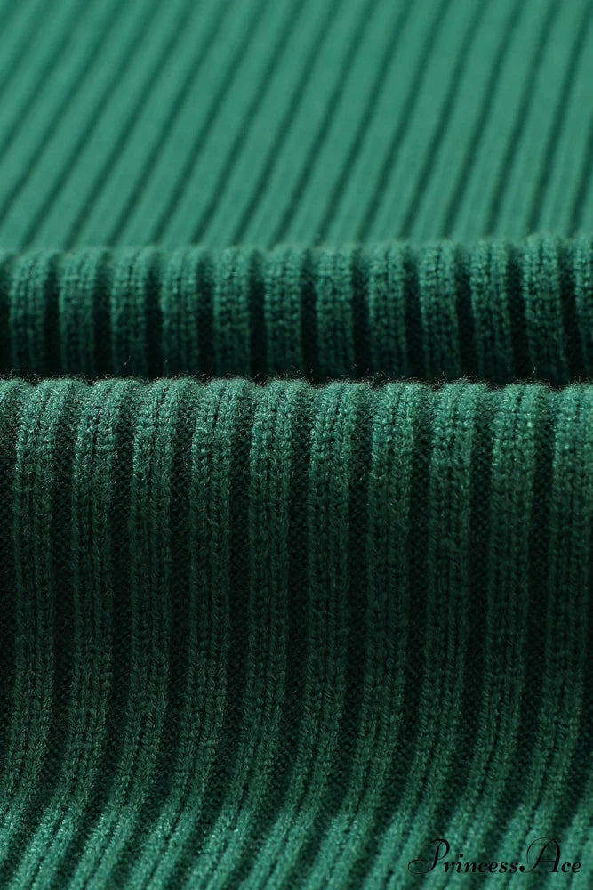 Patch Ribbed Knit Pocket Arm Black Brief Green Sweater