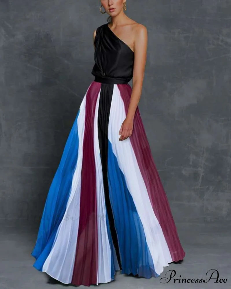 Patchwork Black Club Party High Night One Women’s Gown Off - Street Shoulder Dress bk bl / S