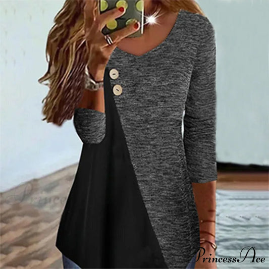 Patchwork Blouse Dark Gray / S