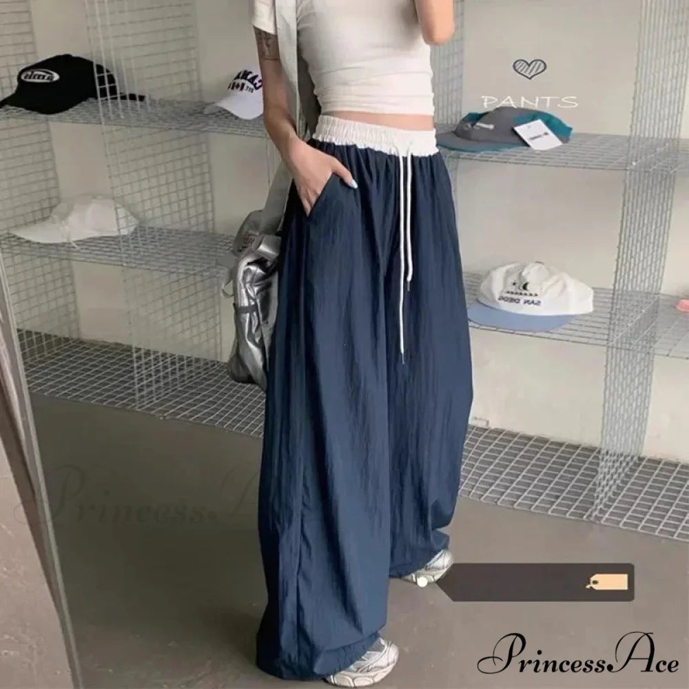 Patchwork Broad Leg Informal Drape Straight Pant pant-250223