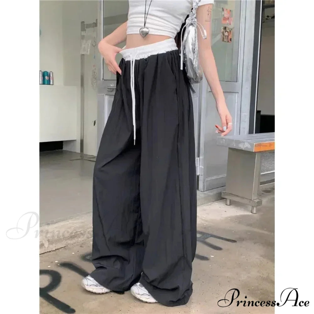 Patchwork Broad Leg Informal Drape Straight Pant pant-250223