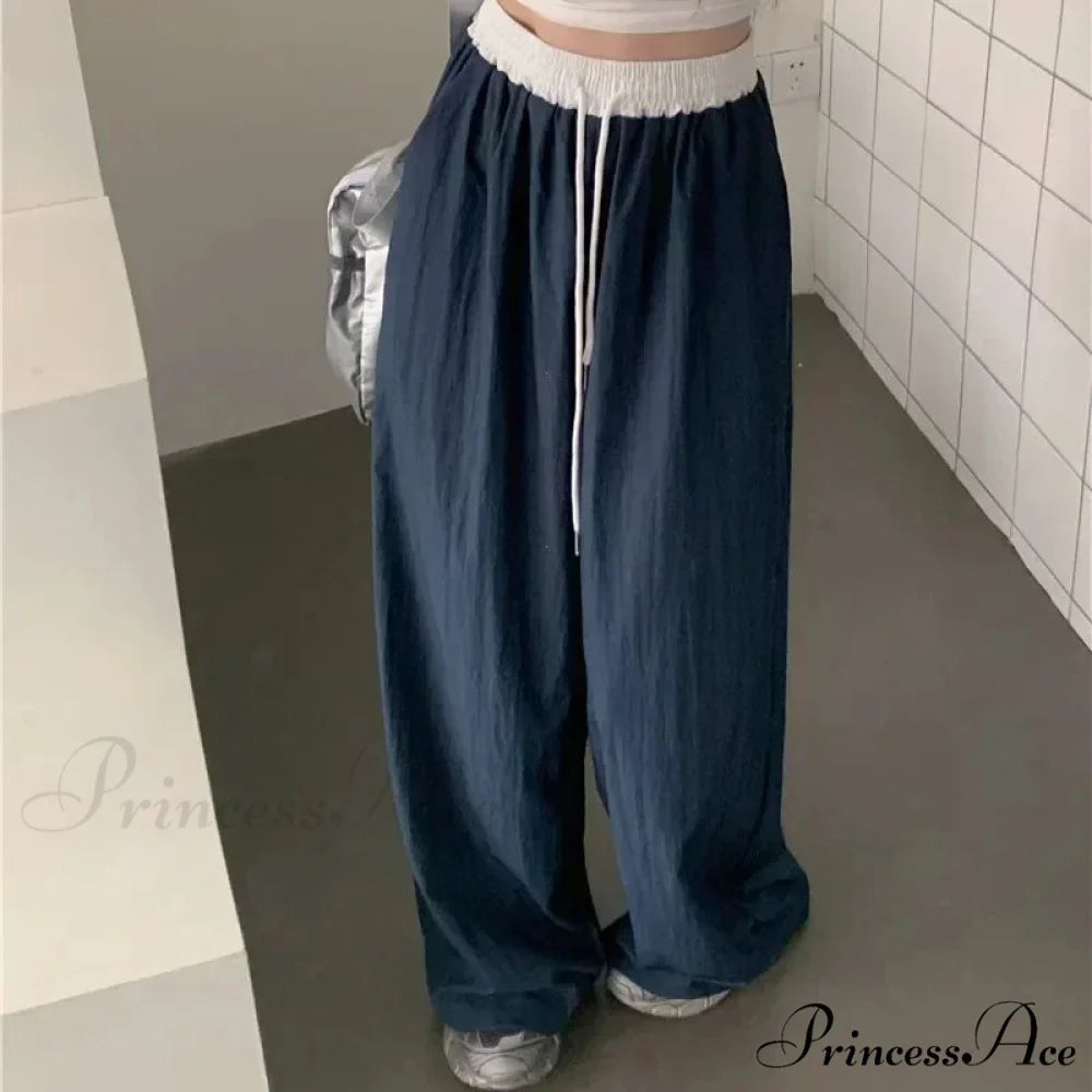 Patchwork Broad Leg Informal Drape Straight Pant pant-250223