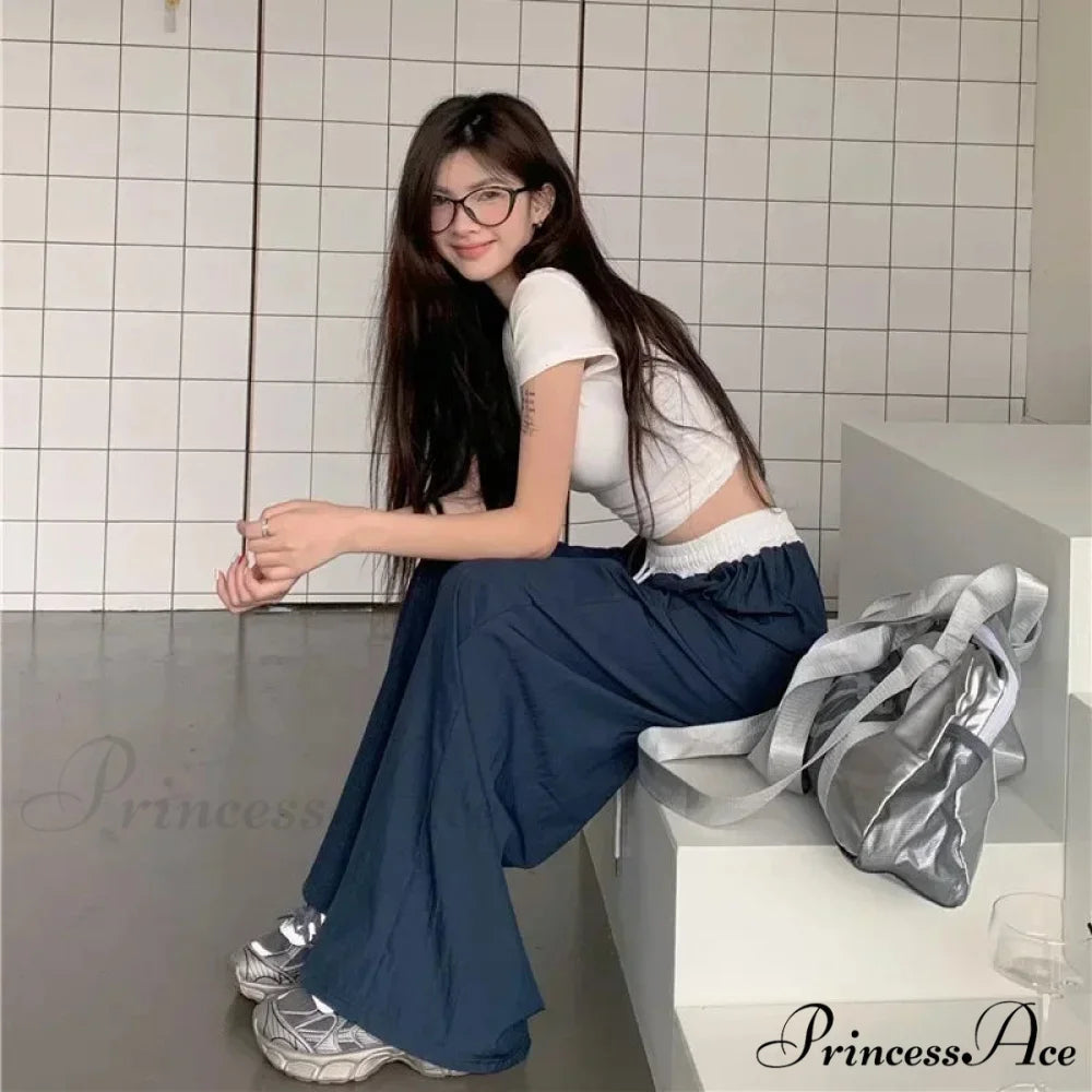 Patchwork Broad Leg Informal Drape Straight Pant pant-250223