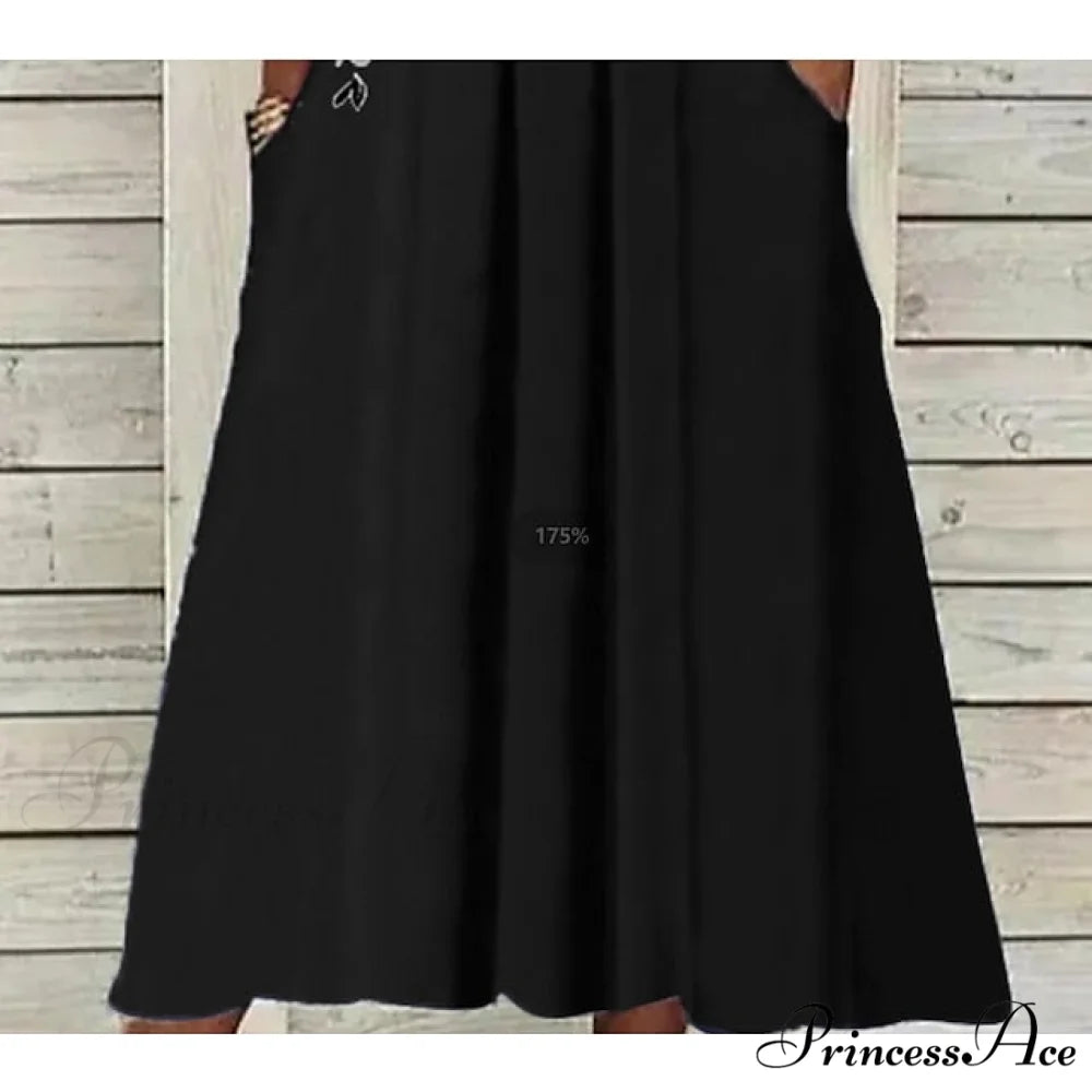 Patchwork Flowered Half Warm-Season 2XL Black Gown Blouse Casual M Shift Fashion Spring Midi L XL Women’s T Neck Crew