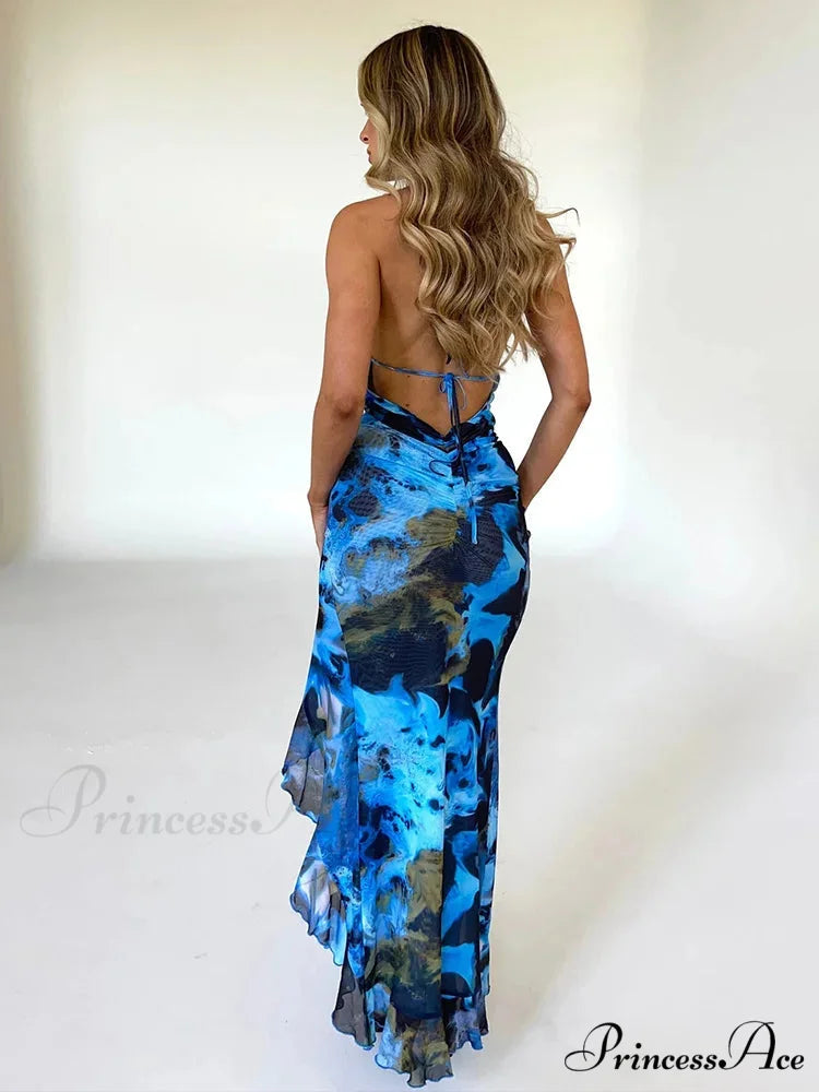 Patchwork Halter Holiday Dress vacationdress-250223