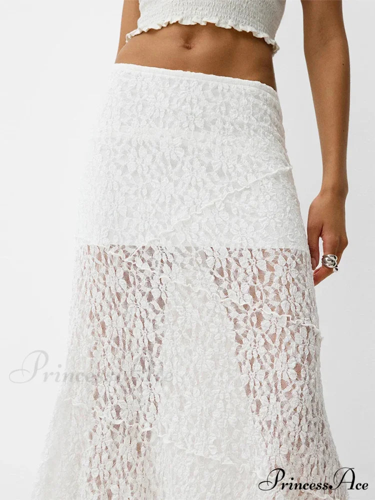 Patchwork Low Waist Summer Long Skirt Informal Skirt skirt-250126